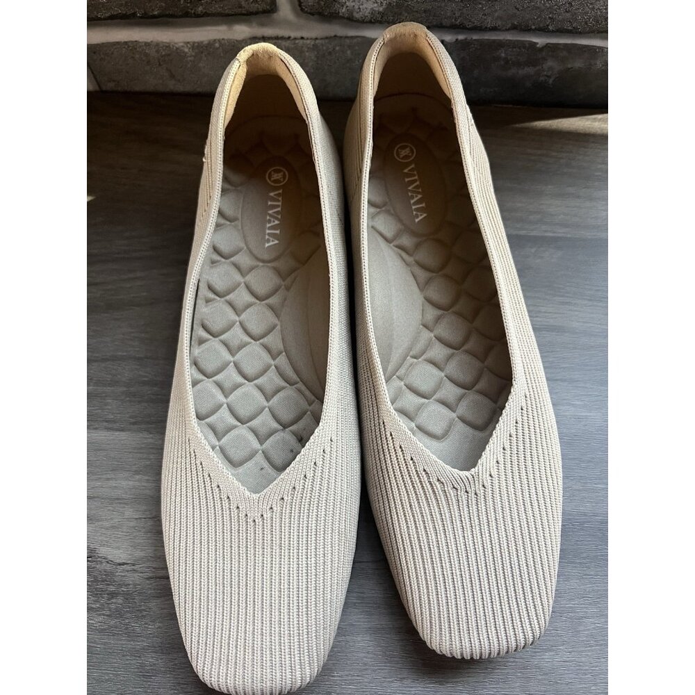 Vivaia Square-Toe V-Cut Flats Margot 2.0 Golden Almond Size 39.5 8.5 US - Picture 11 of 14